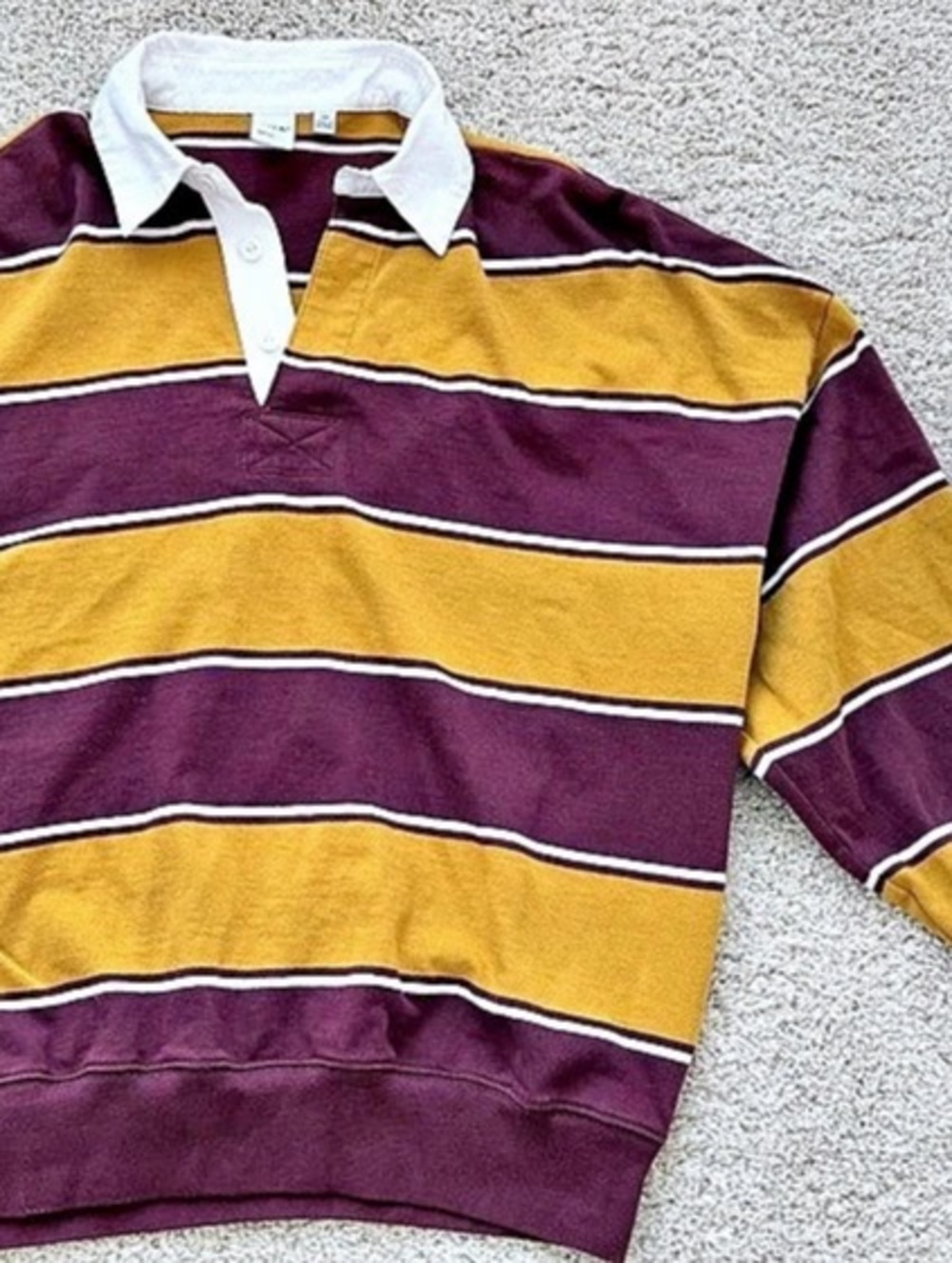TNA Mighty Cotton Lomu Polo Striped Jersey Burgundy & Yellow XS